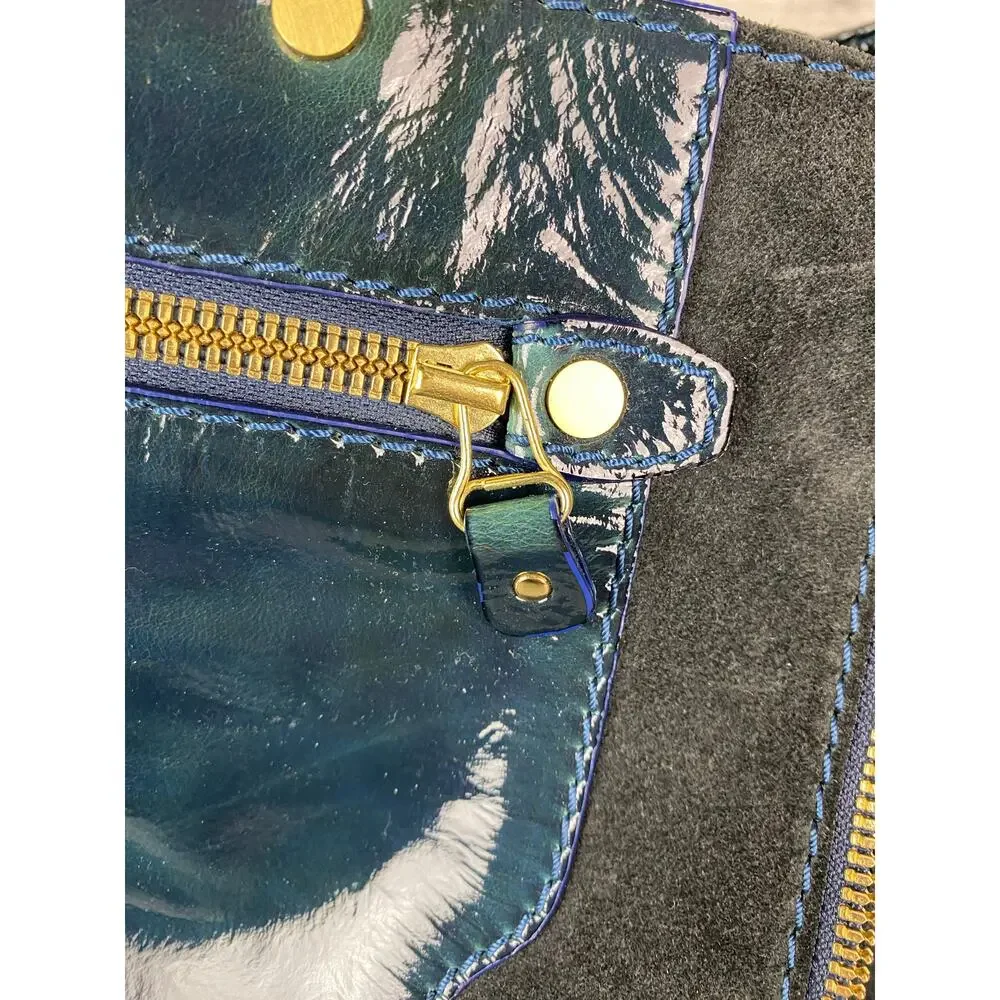 Jimmy Choo Blue Liquid Patent Leather Large Mona Tote Bag Authentic w/ dust bag - Picture 7 of 16